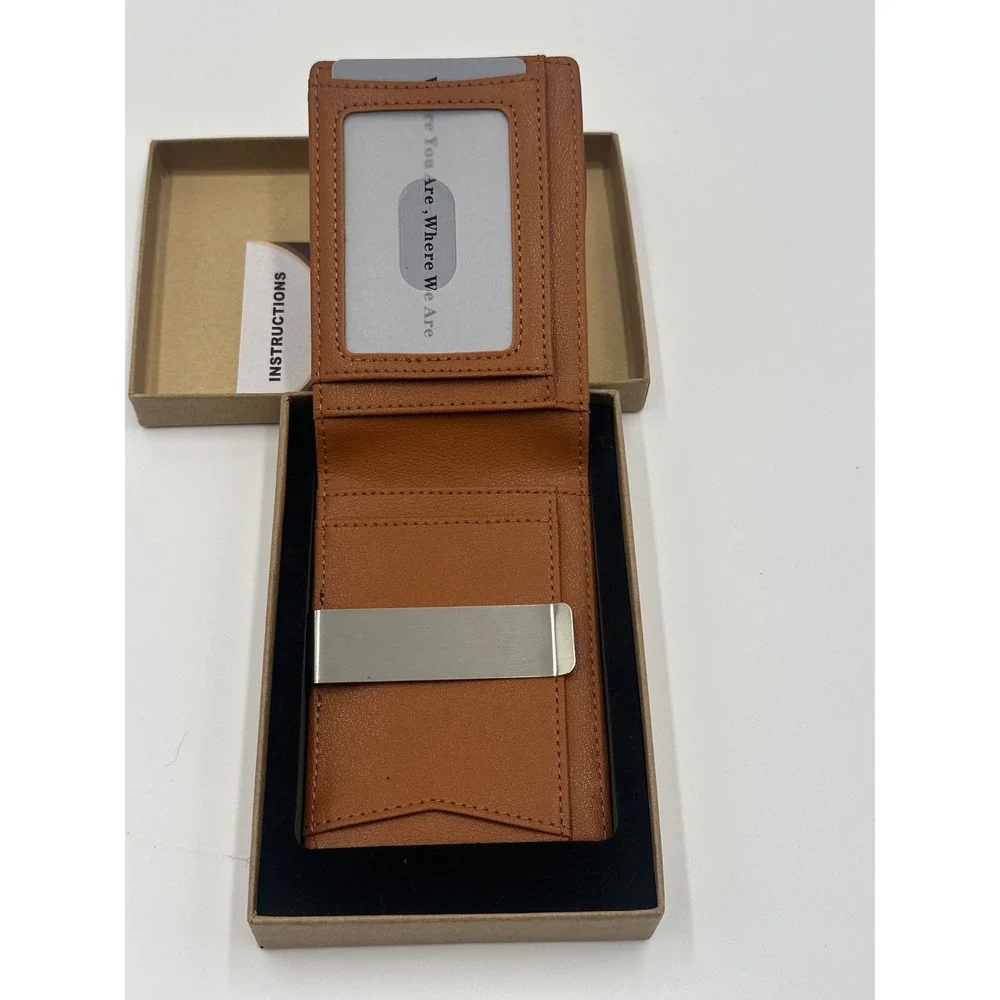 BULLIANT Mens AirTag Wallet Slim Money Clip Card Holder Brown New in Box